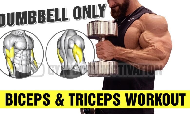 DUMBBELL BICEPS and TRICEPS WORKOUT FOR BIGGER ARMS