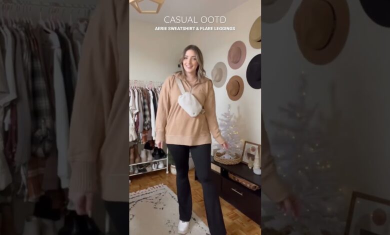 Comfy Casual Outfit • quarter zip sweatshirt flare leggings lululemon
